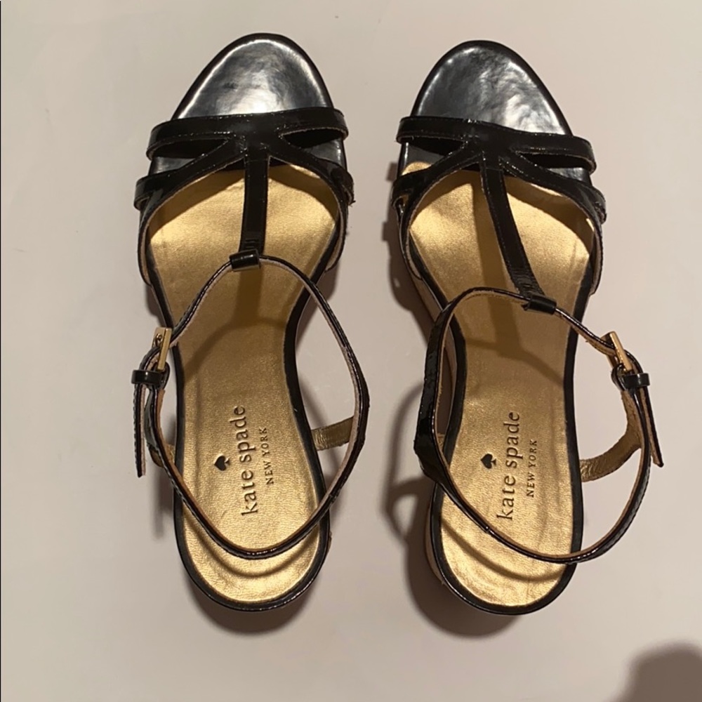 Kate Spade Black and Gold Wedges